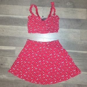 Pretty Little Thing crop top and skirt